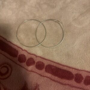 Silver Hoop Earrings - Large Thin Hoops